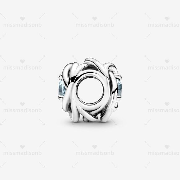 Pandora March Sea Aqua Blue Eternity Circle Charm - Picture 3 of 5